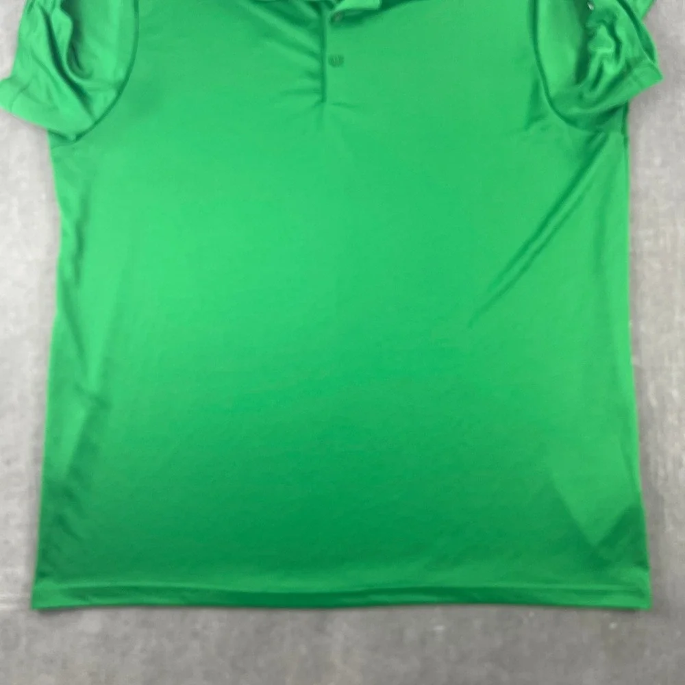 Adidas Mens 2XL Green Polo Shirt Performance Golf Logo Short Sleeve